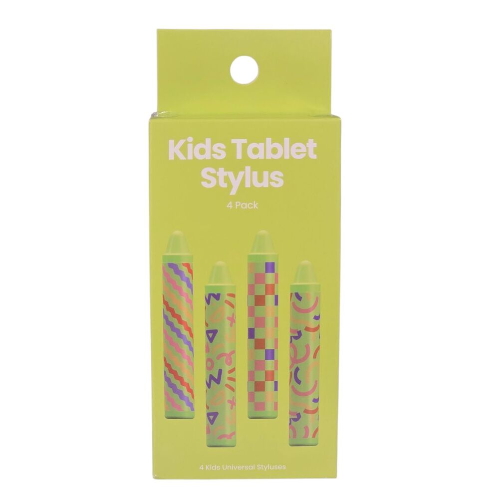 GEMS Kids Stylus 4 Pack Green Crayon Shape Tablet Touch Pens Stylus New In Box